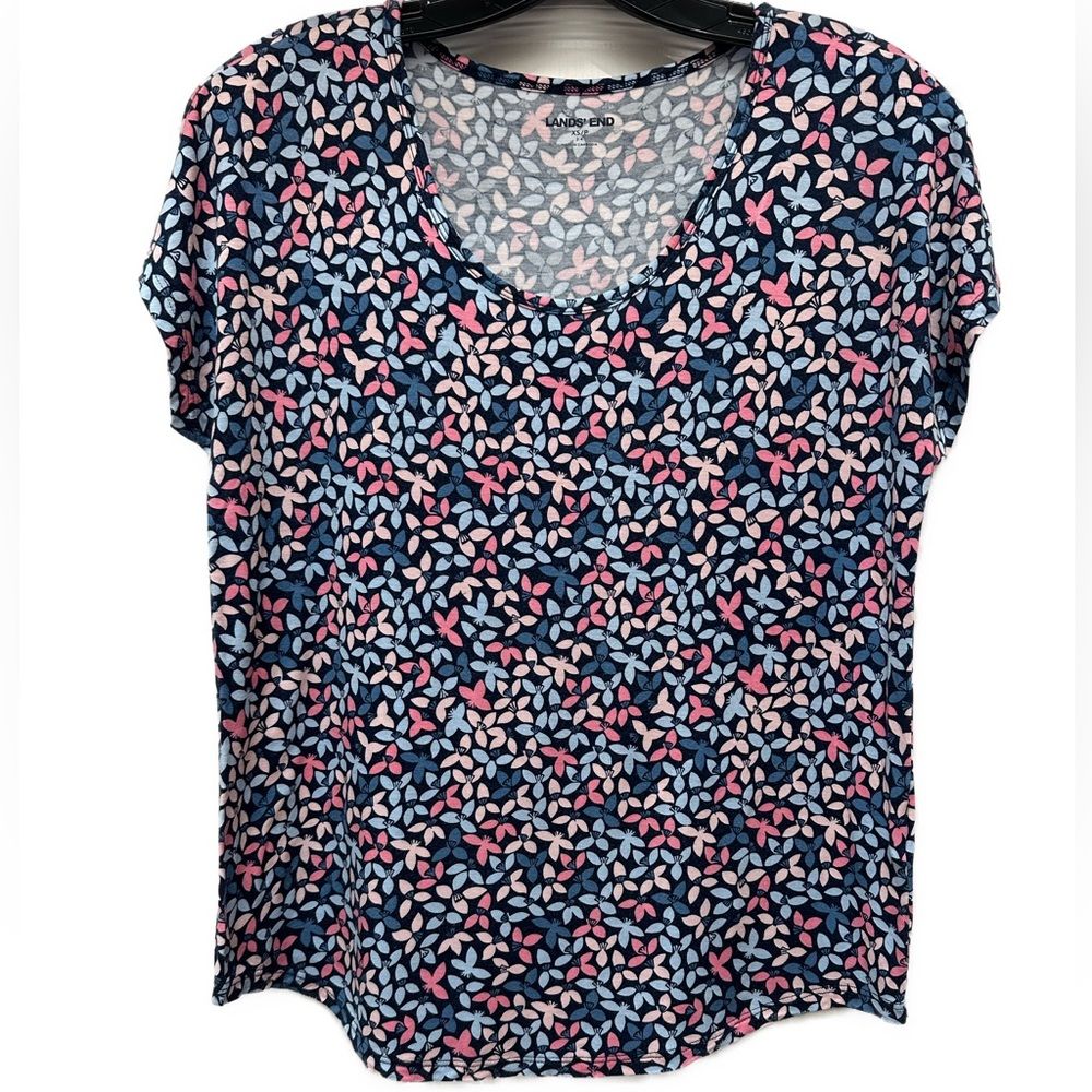 Land’s End Blue Floral Super Soft Rayon Top Size Xs (2-4)
